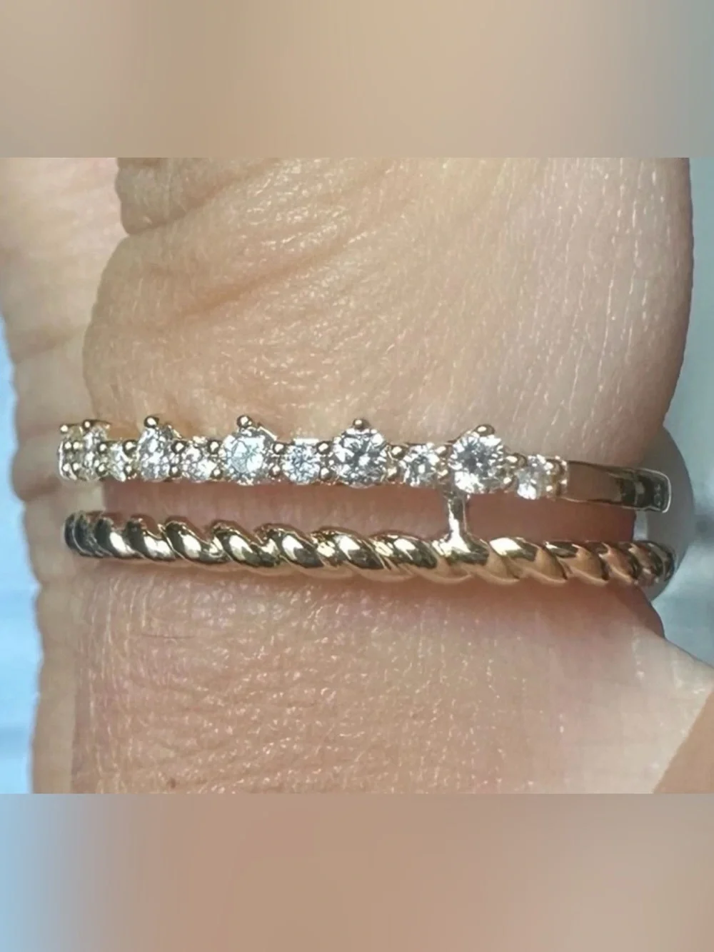 Roman & Jules 14K Yellow Gold 0.22ct Diamond Split  Double Band Ring Size 5.5